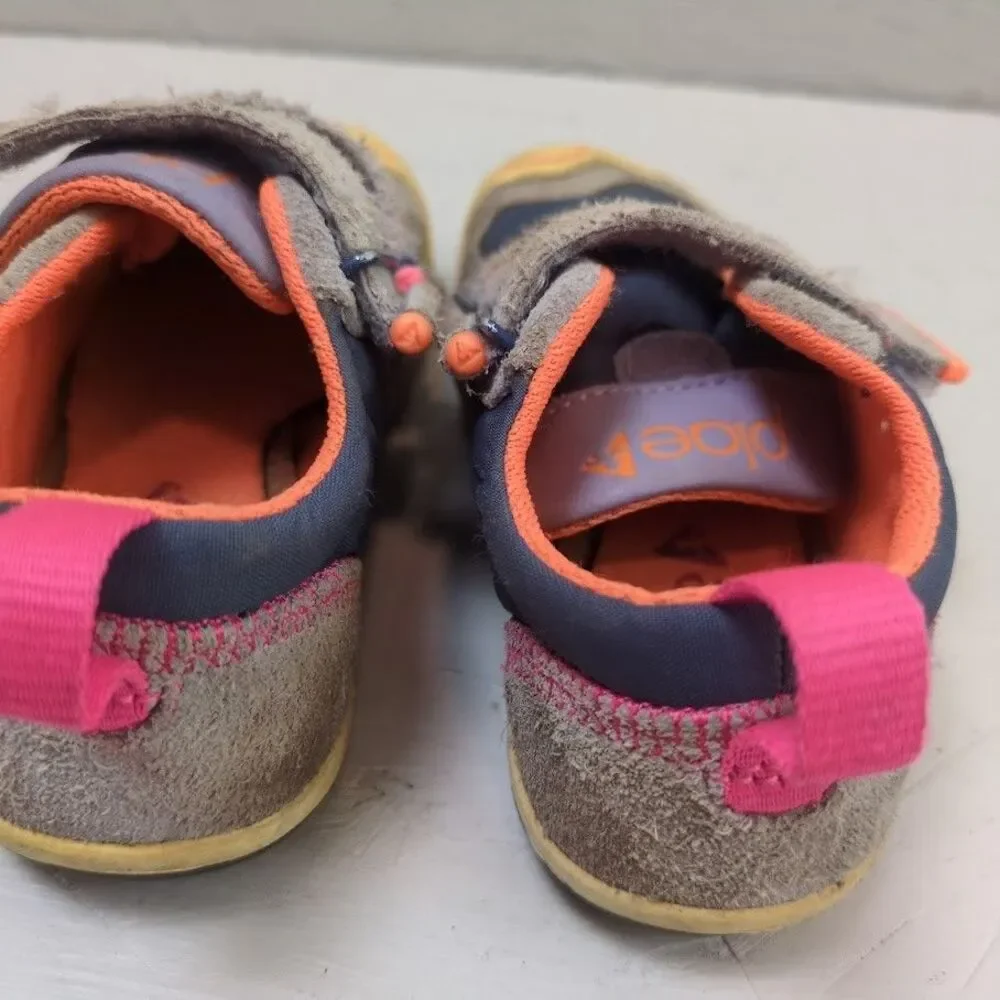 PLAE Ty Little Girl's Size 8 Comfort Running Shoes Gray Blue Pink Orange